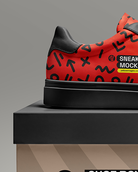 Single Sneaker on Shoe Box Mockup