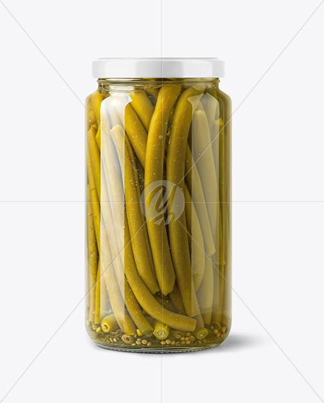 Clear Glass Jar with Pickled Green Beans Mockup