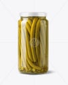 Clear Glass Jar with Pickled Green Beans Mockup