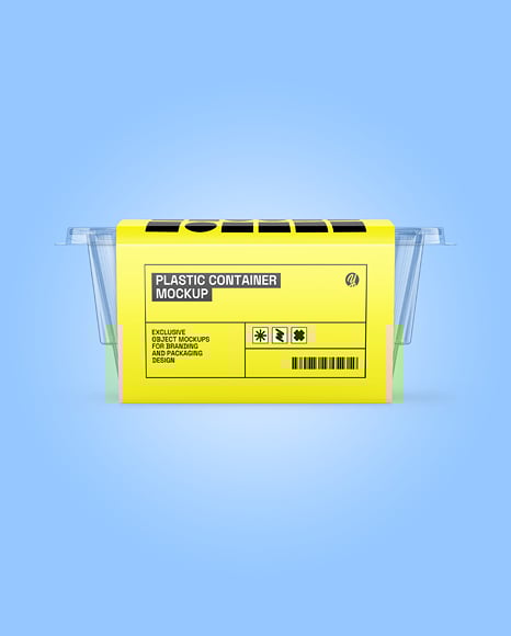 Clear Plastic Food Container in Paper Sleeve Mockup