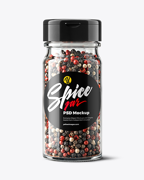 Spice Jar with Peppercorns Mix Mockup - Download+Psd+Mockup+Black+Pepper+Bottle+Condiment+...