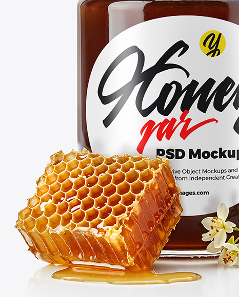 Clear Glass Jar with Buckwheat Honey Mockup