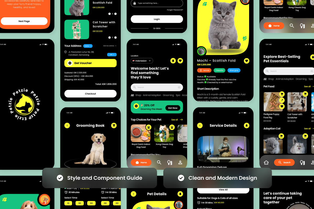 Petzie – Pet Care App Design Template