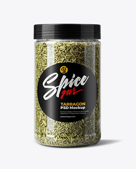 Plastic Jar with Dried Tarragon Mockup - Plastic jar mockup