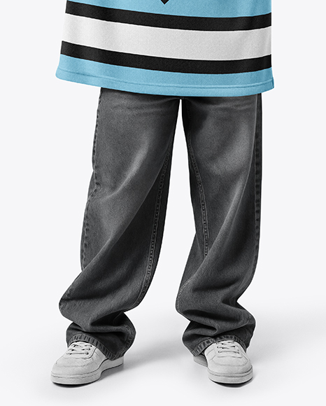 Woman Wearing Ice Hockey Jersey and Cap Mockup