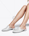 Pair of Leather Mules on Woman's Legs Mockup