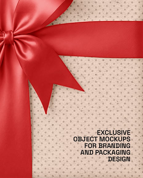 Kraft Gift Box With Bow Mockup