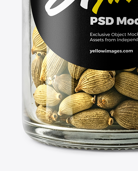 Clear Glass Jar with Cardamom Pods Mockup
