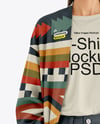 Young Woman Wearing Cardigan and T-Shirt Mockup