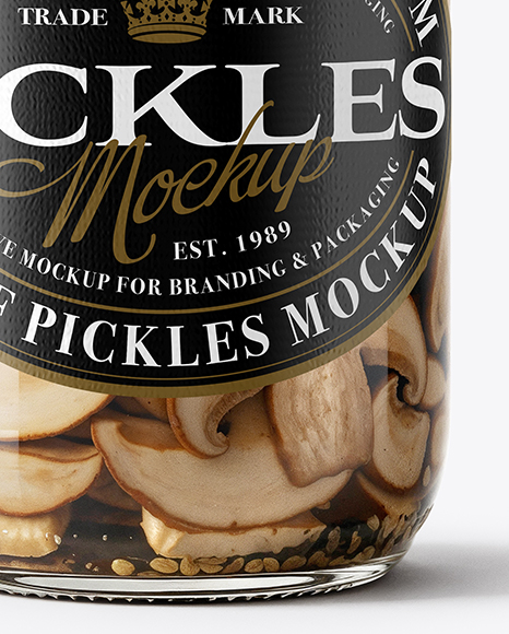 Glass Jar with Porcini Mushrooms Mockup