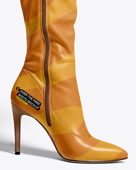 Pair of Over-The-Knee Boots on Women's Legs with Jeans Mockup