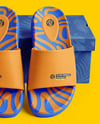 Slide Sandals with Box Mockup