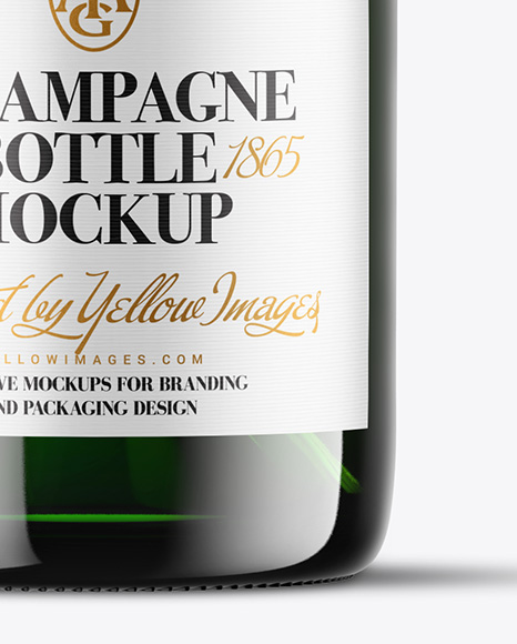 Green Glass Champagne Bottle Mockup