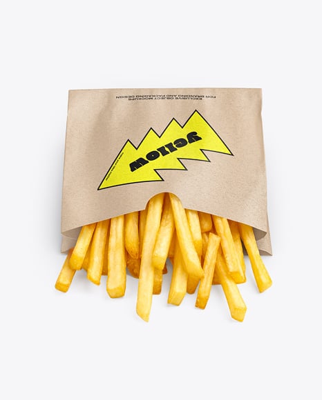 Kraft Paper Bag with French Fries Mockup