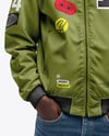 Black Man in Sunglasses Wearing Bomber Jacket and Jeans Mockup