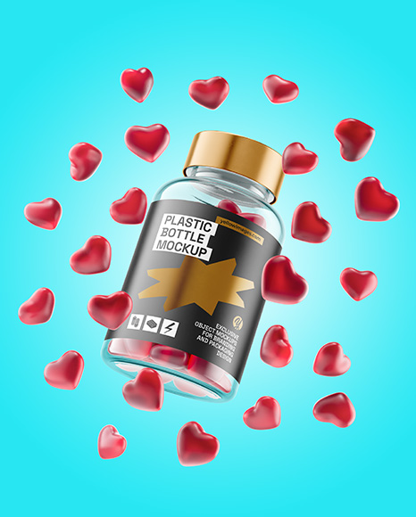 Plastic Bottle with Gummies Mockup