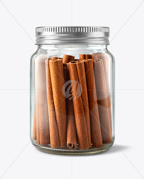 Clear Glass Jar with Cinnamon Sticks Mockup