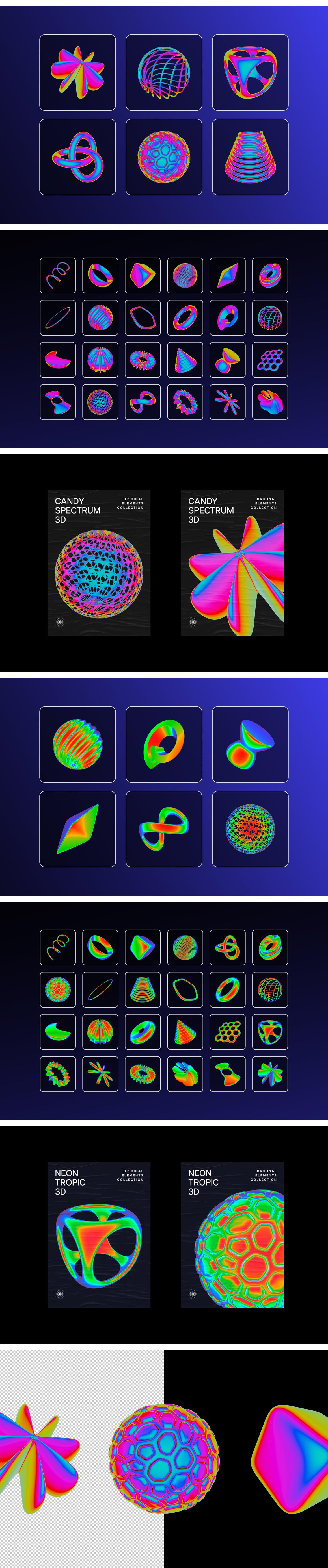 Iridescent Abstract 3D Objects