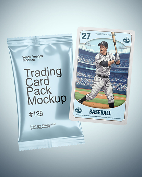 Metallic Trading Card Pack with Card Mockup