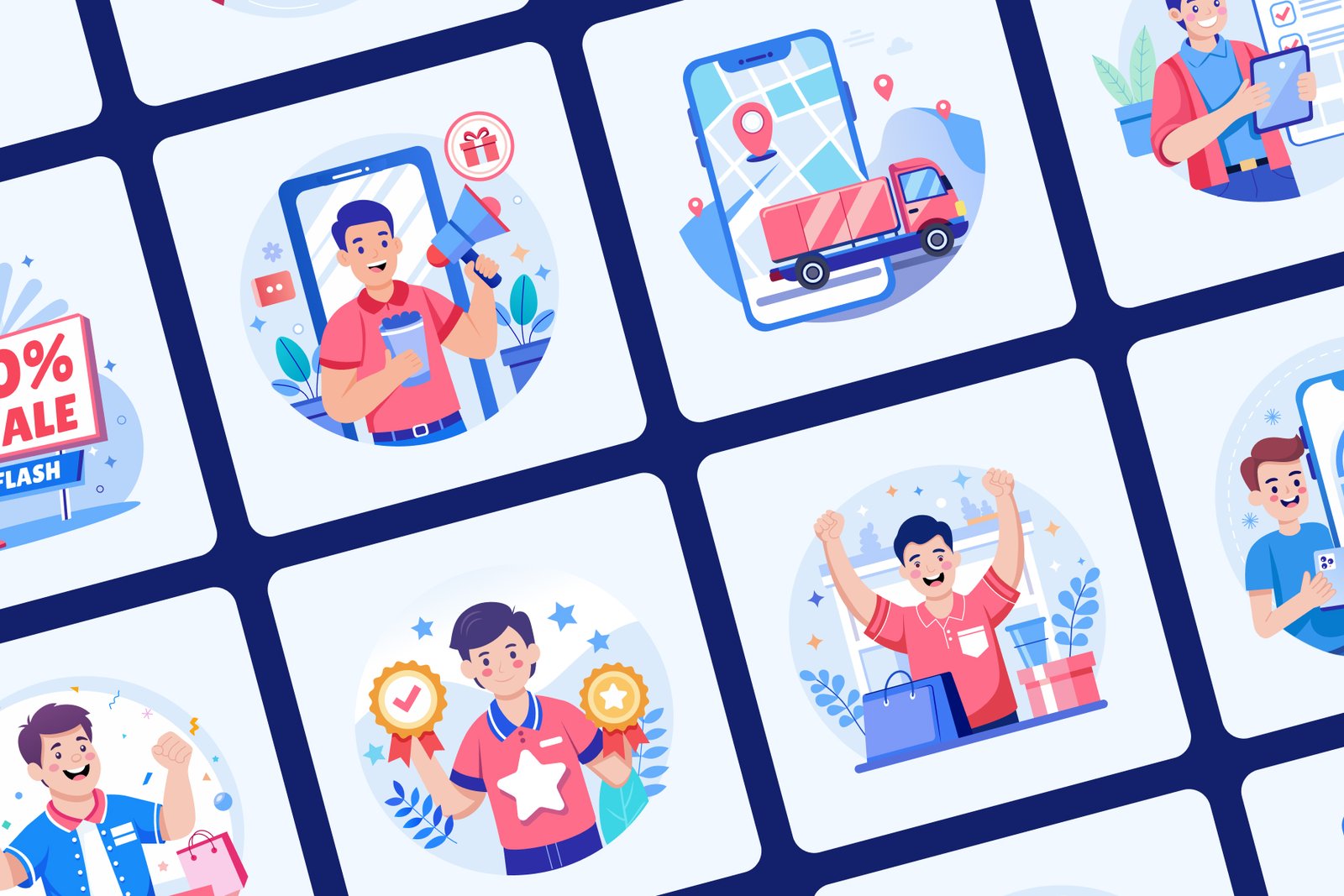 Ecommerce Shopping Illustration Set
