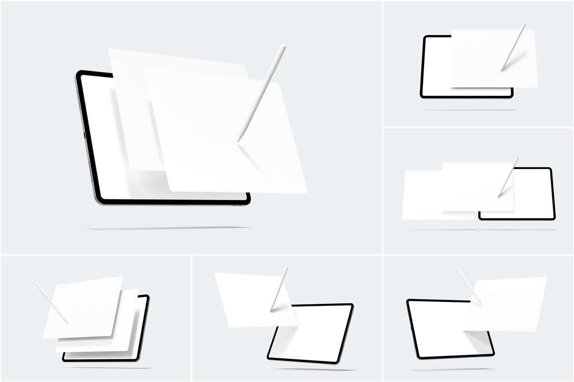 Landscape Tablet Screen Mockup With Stylus Pen