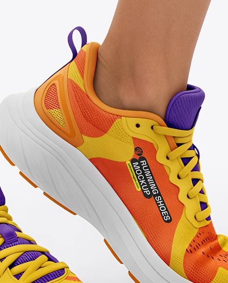 Running Shoes on Women's Legs Mockup