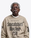 Older Black Man Wearing Sweatshirt and Pants Mockup