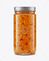 Clear Glass Jar with Hot Pepper Jelly Mockup