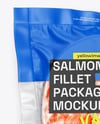 Clear Plastic Flow-Pack with Salmon Fish Steak Mockup