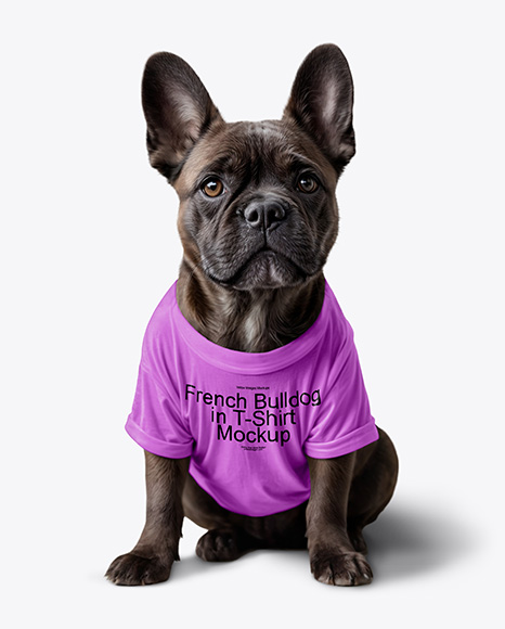 French Bulldog Wearing a T-Shirt Mockup - T-shirt mockup
