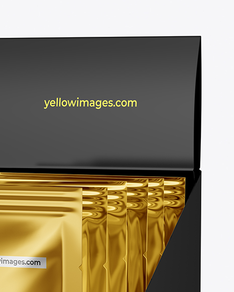 Box With Metallic Sachets Mockup