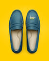 Pair of Women's Leather Moccasins Mockup