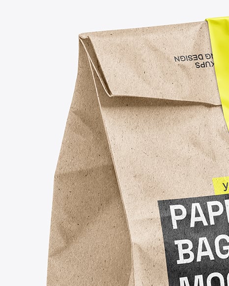 Kraft Paper Food Bag with Sticker Label Mockup