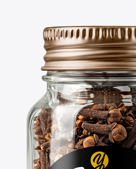Clear Glass Jar with Whole Cloves Mockup