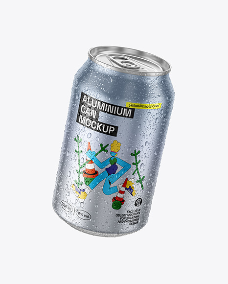 330ml Aluminium Can With Water Drops Mockup - Package