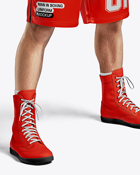 Man Wearing Boxing Kit with Jersey and Shorts Mockup