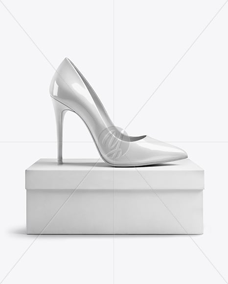 Glossy Stiletto on Shoe Box Mockup