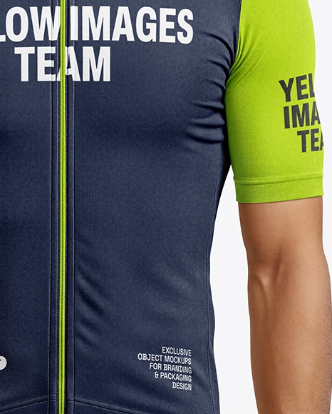 Man Wearing Cycling Jersey and Bib Shorts Mockup