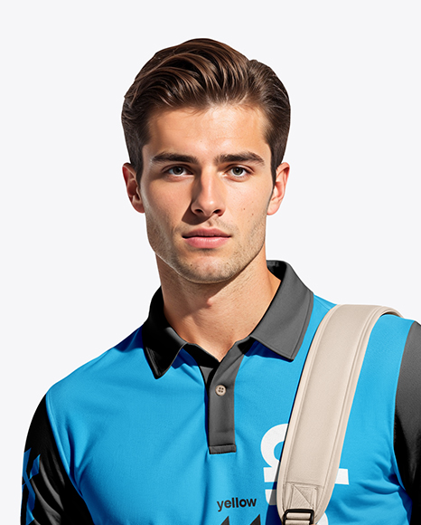 Man Wearing Tennis Uniform and Tennis Bag Mockup