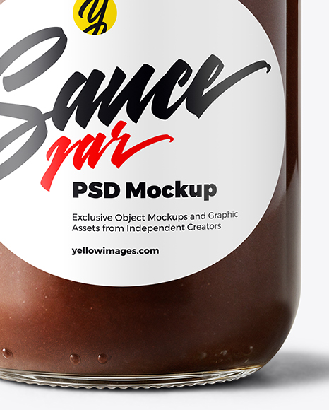 Glass Jar with Chocolate Fudge Sauce Mockup