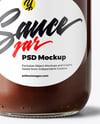 Glass Jar with Chocolate Fudge Sauce Mockup
