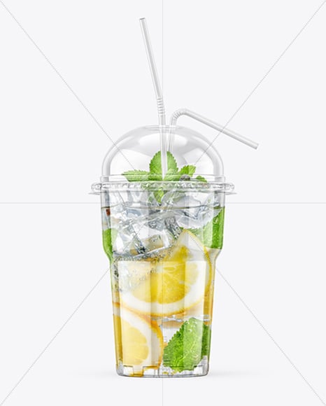 Clear Plastic Cup with Lemonade Mockup