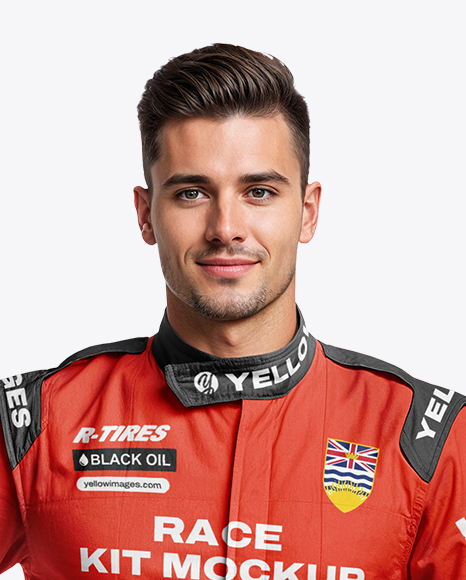 Man Wearing Racing Kit With Helmet Mockup