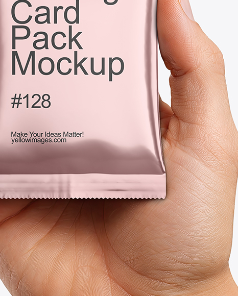 Metallic Trading Card Pack in a Hand Mockup
