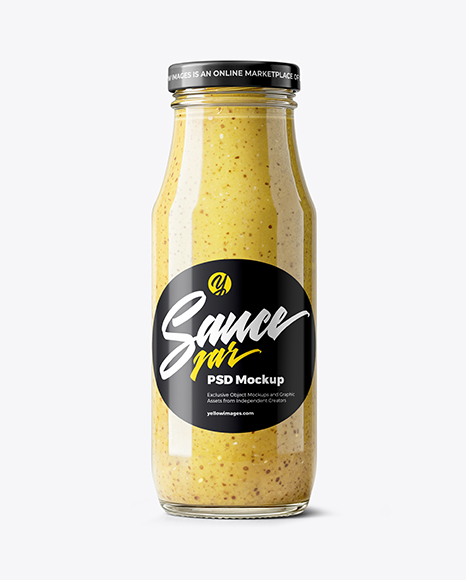 Glass Bottle with Dijon Mustard Mockup - Glass bottle mockup