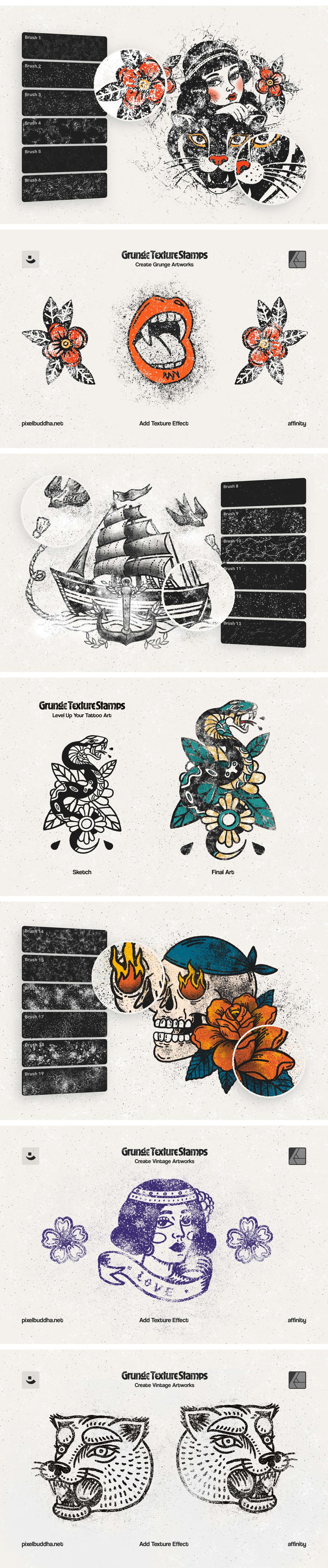 Grunge Texture Stamp Affinity Brushes