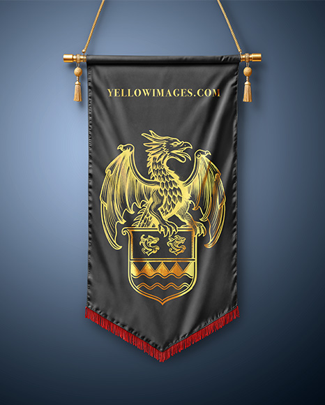 Vertical Flag With Metallic Pole Mockup