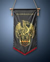Vertical Flag With Metallic Pole Mockup