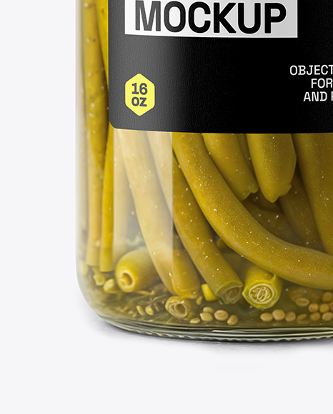 Clear Glass Jar with Pickled Green Beans Mockup