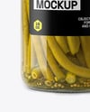 Clear Glass Jar with Pickled Green Beans Mockup